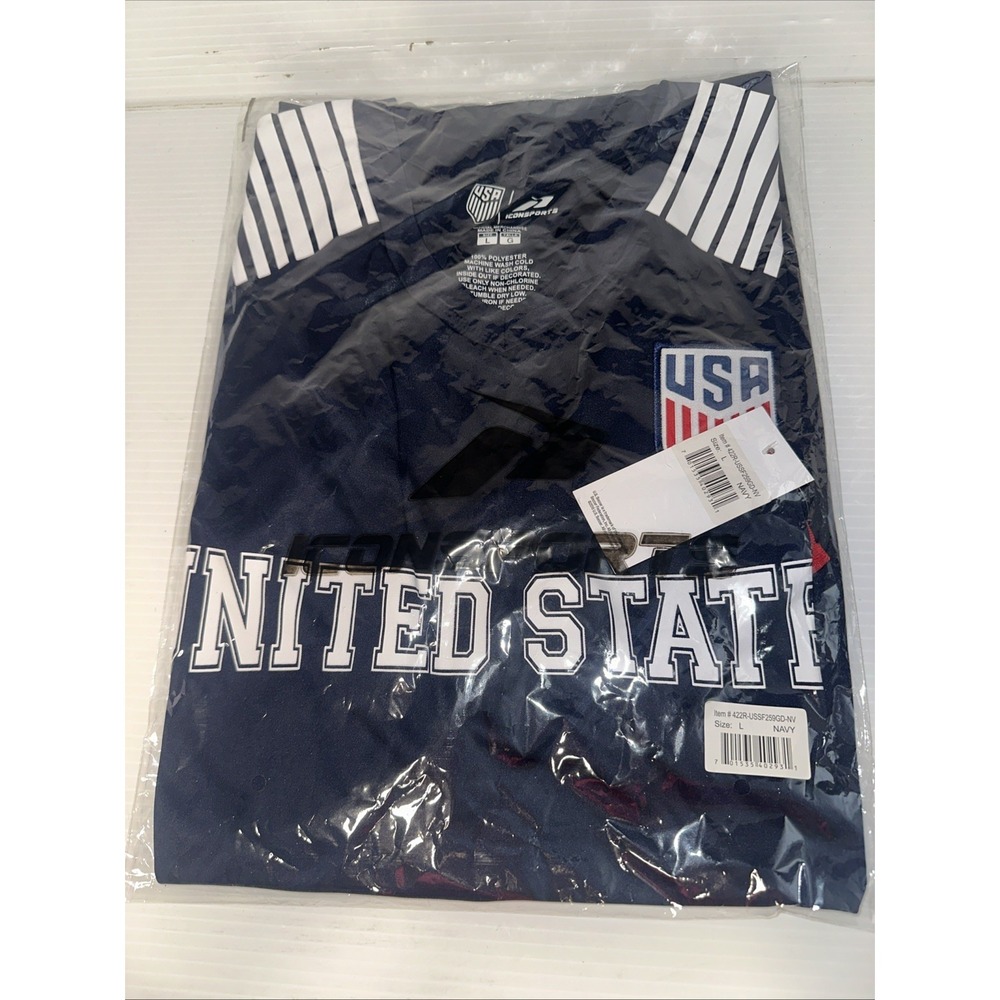 Icon Sports USA United States Soccer Navy Jersey Large Officially Licensed New